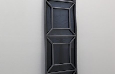 François Ronsiaux, Guide N°1, Impression latex sous plexiglass teinté, cadre bois, peinture résine béton, 2020.